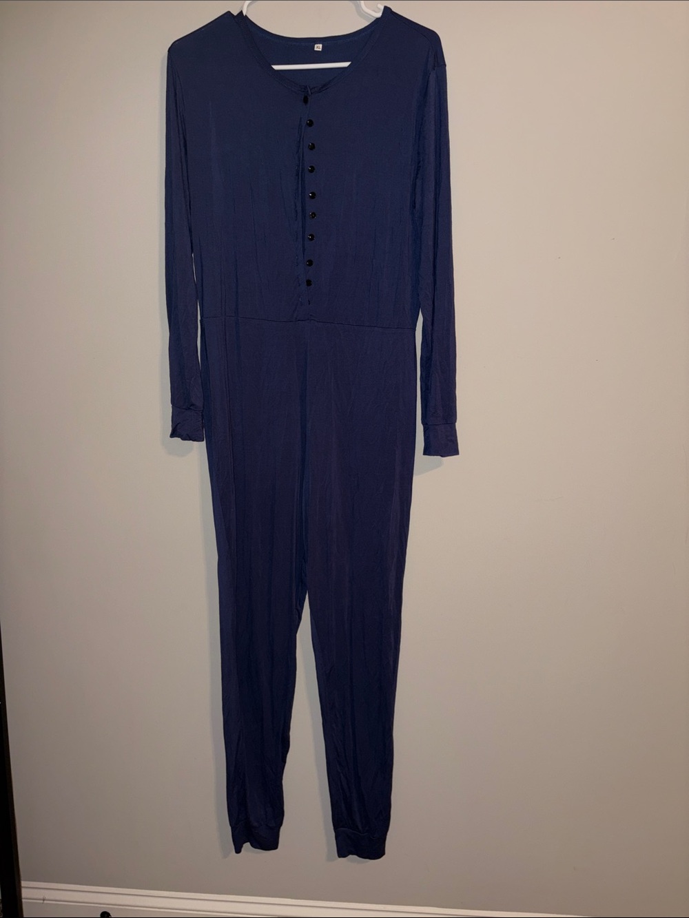 Women's Long-Sleeve Navy Blue One Piece Pajama Set